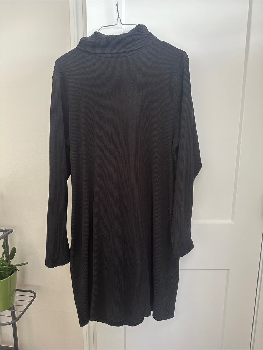 Black Ribbed Turtleneck Dress